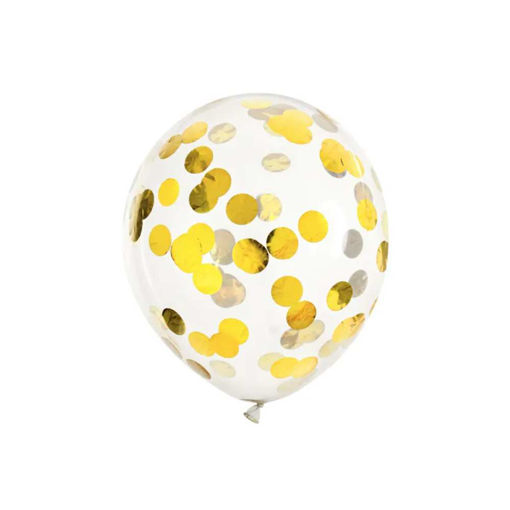 Picture of LATEX BALLOONS GOLD CONFETTI 12 INCH 6 PACK